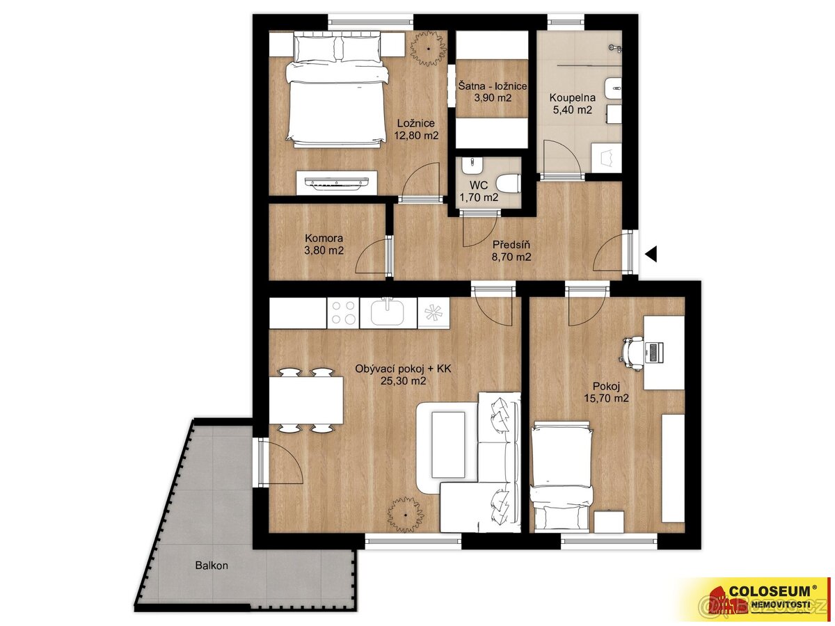Hrušovany nad Jevišovkou, byt 3+kk, 77m², balkon, novostavba - 2