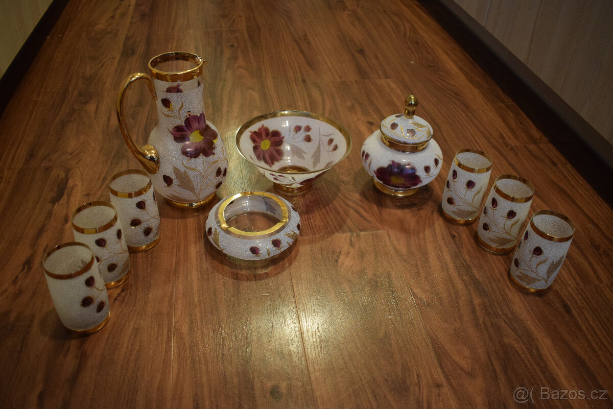 Skleněný servis - skleničky, mísa, džbán, cukřenka - 2