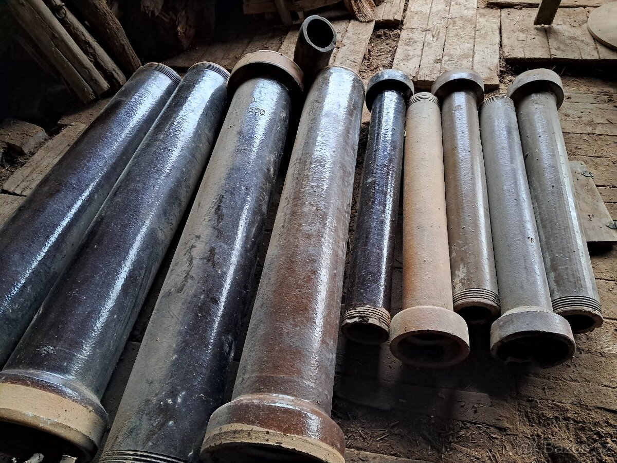 Kameninové roury, žlaby a koleno -nepoužité - 2