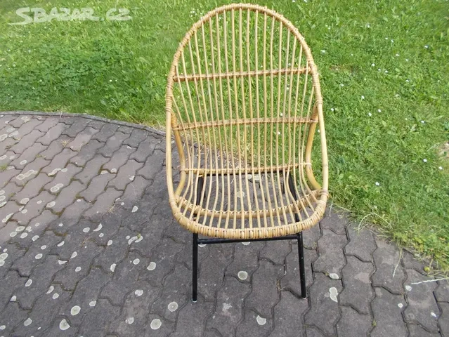 Retro ratanové - proutěné křeslo - 2