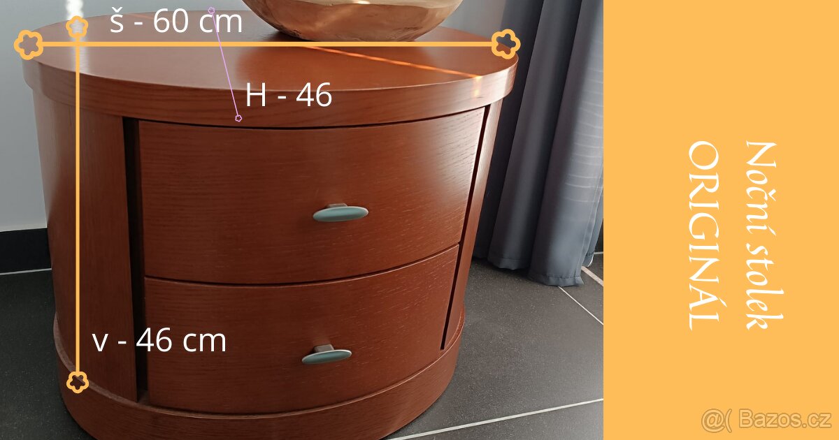 Designový noční stolek – masivní provedení - 2