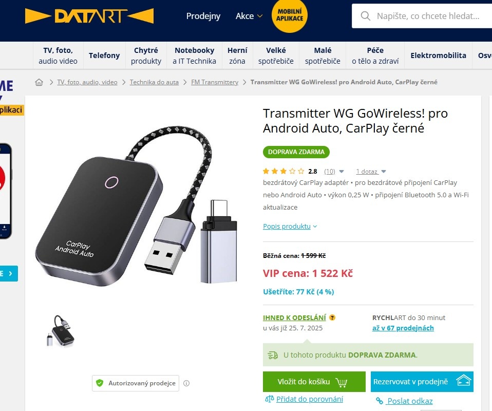 Transmitter WG GoWireless pro Android Auto, CarPlay černé - 2