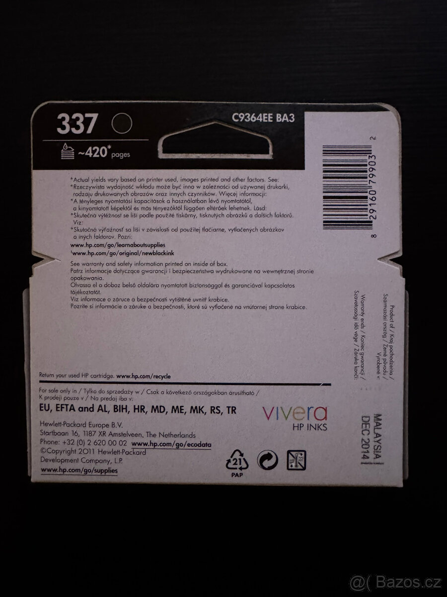HP 337 (C9364EE) černý originální - 2
