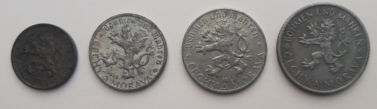 4x mince Protektorát: 10h,20h,50h (1941), 1K (1942) - 2
