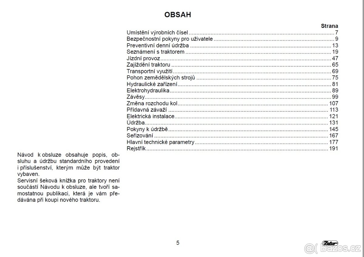 Návod k obsluze Zetor Forterra 95 - 125 - 2