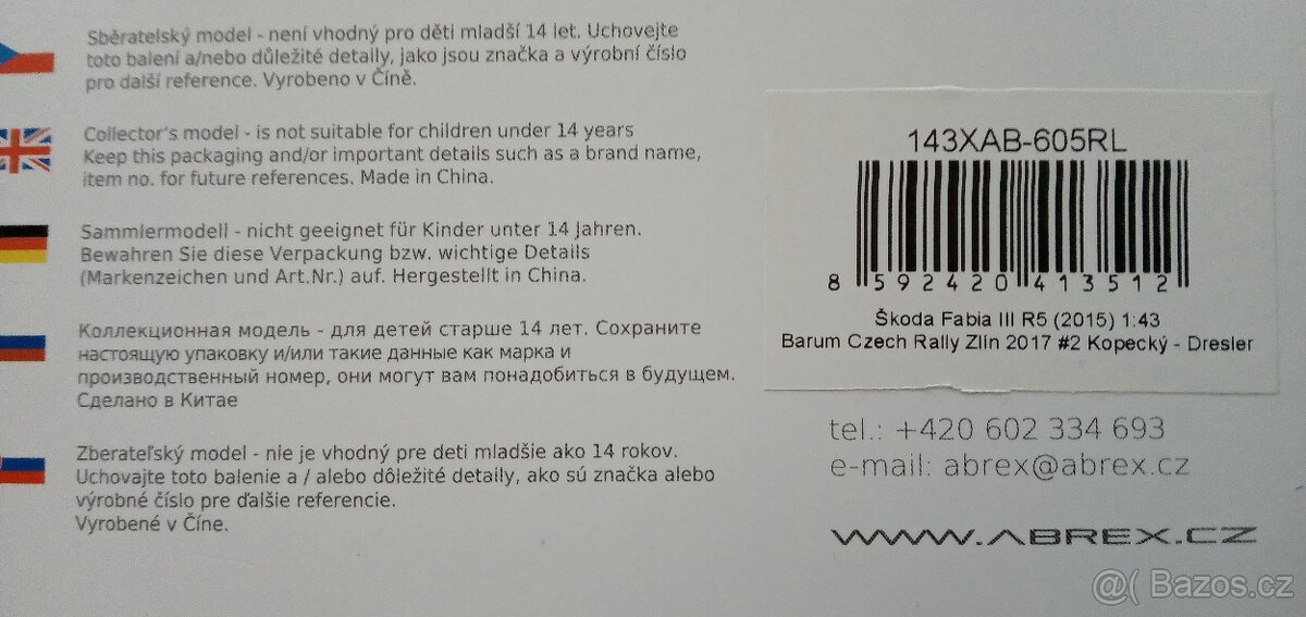 ABREX 1:43 BARUM CZECH RALLY ZLÍN 2017 - 2