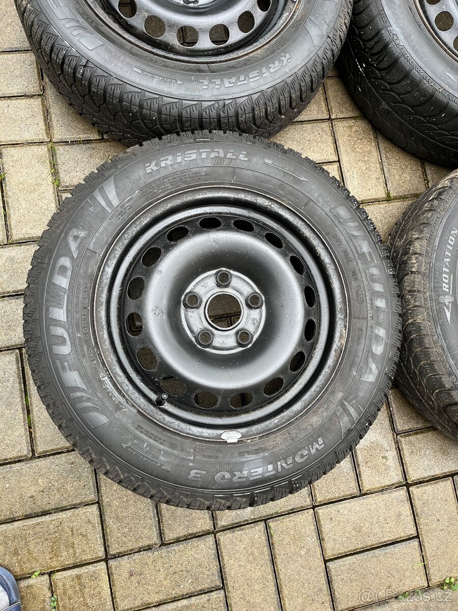 4x plechové disky 5x112 R15, zimní pneu, audi, vw , škoda - 2