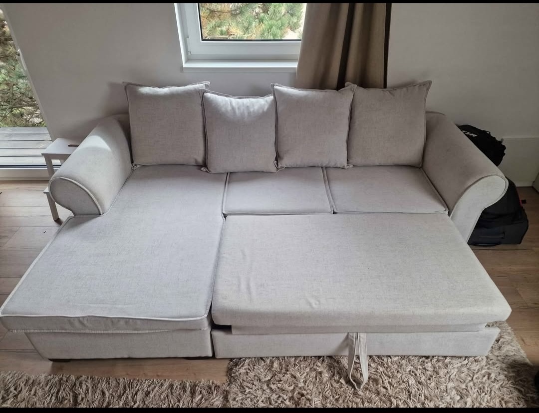 Pohovka / guač / sedací souprava bílá látková - 2