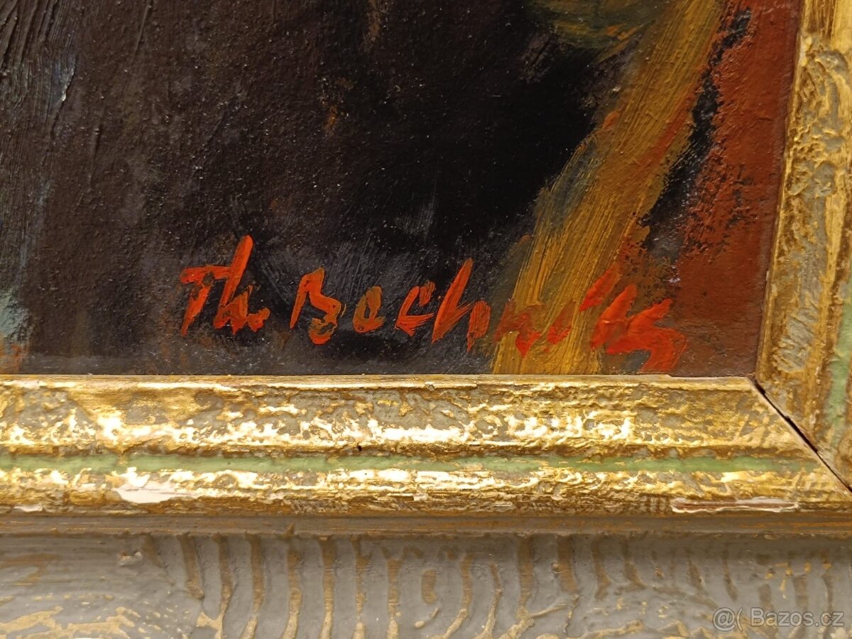 Obraz Theodor Bechník, portrét stárka, olej na desce 66x52 - 2