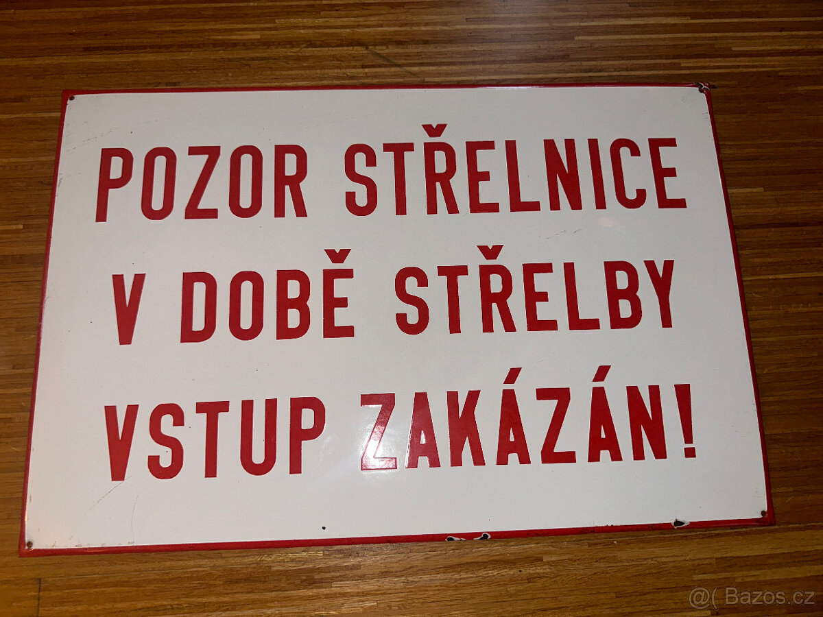 RETRO smaltovaná cedule POZOR STŘELNICE 60x40 cm - 2