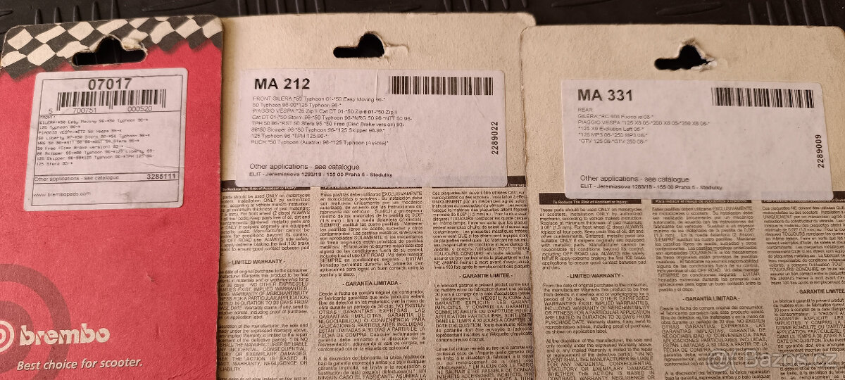 Brzdové destičky Gilera, Piaggio - 2