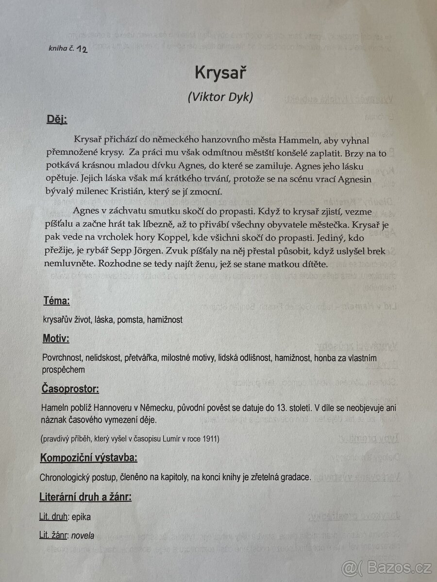 Zpracované maturitní četby - 2