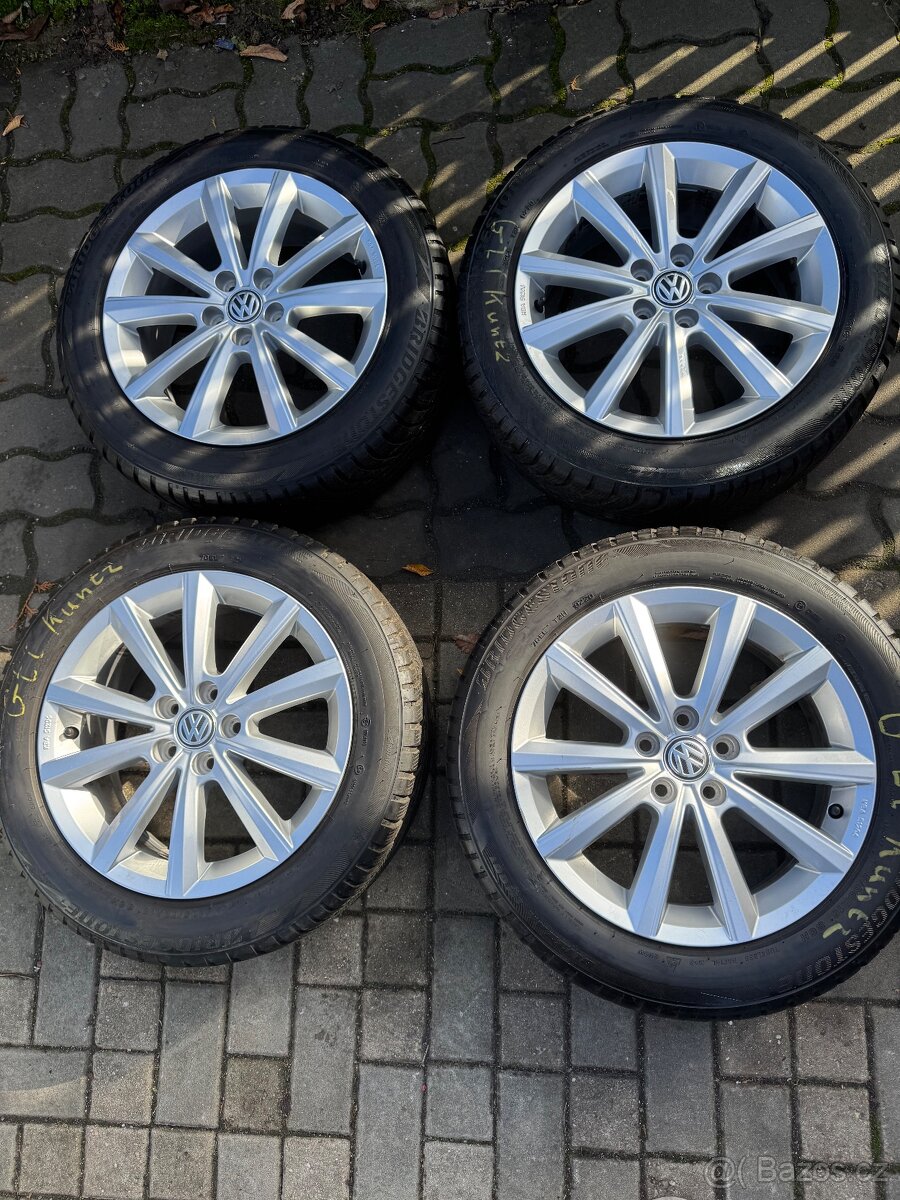 ORIGINÁL Alu Volkswagen Merano R16, 5x100 - TOP STAV, ZIMNÍ - 2