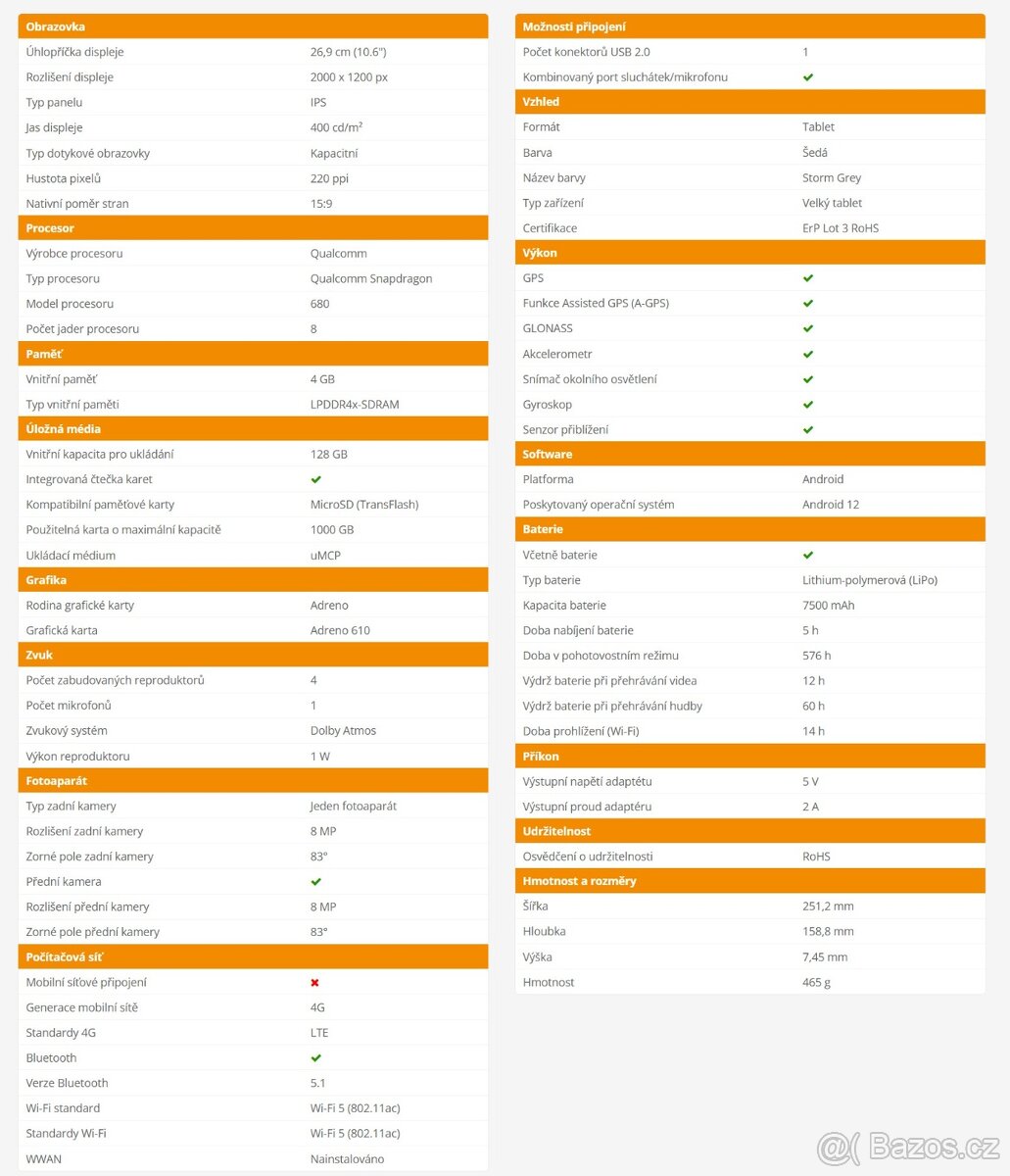 tablet Lenovo Tab M10 Plus 4/128GB (neotevřené balení) - 2