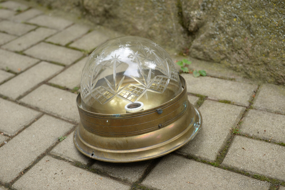 Retro lampa - mosaz, broušené sklo - 2