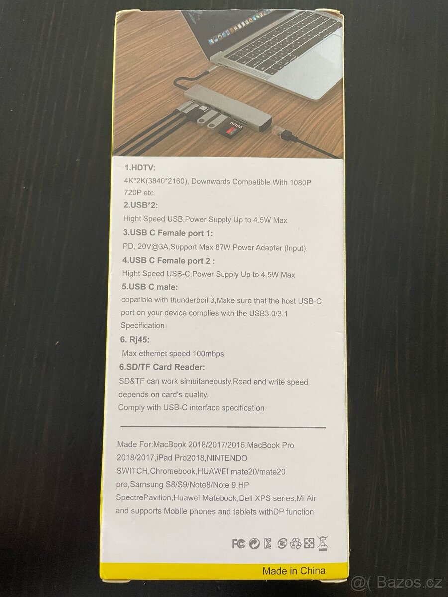 USB-C hub 8 in 1 (HDMI, PowerDelivery, LAN, USB 3.1, SD/TF) - 2