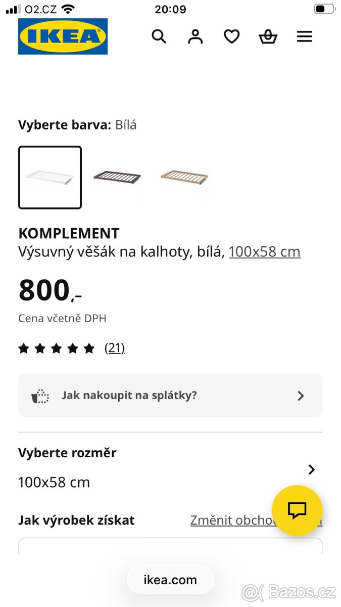Ikea komplement 100x58cm bílý - 2