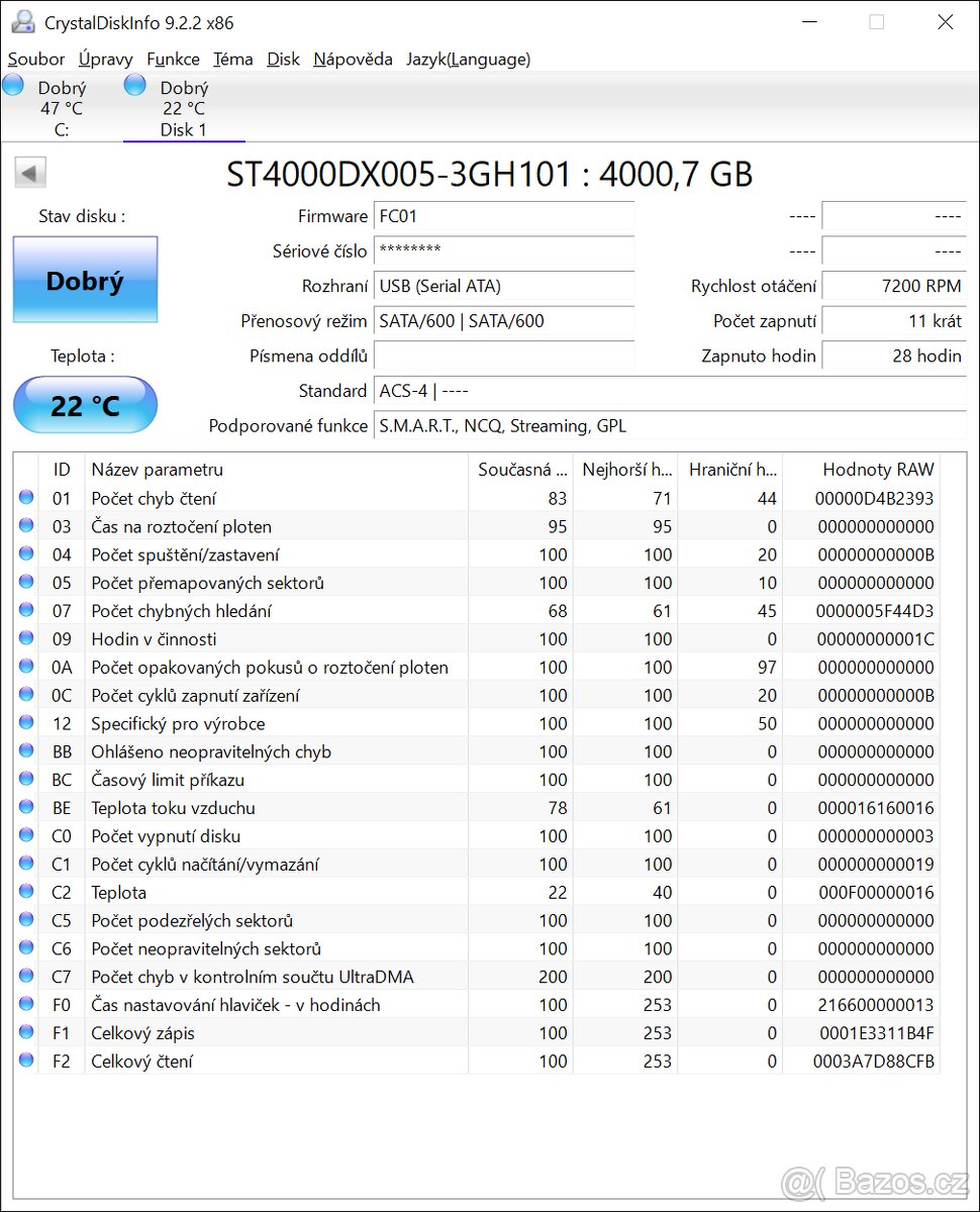 Seagate Firecuda 4TB, ST4000DX005, 7200 ot./min, 256MB cache - 2