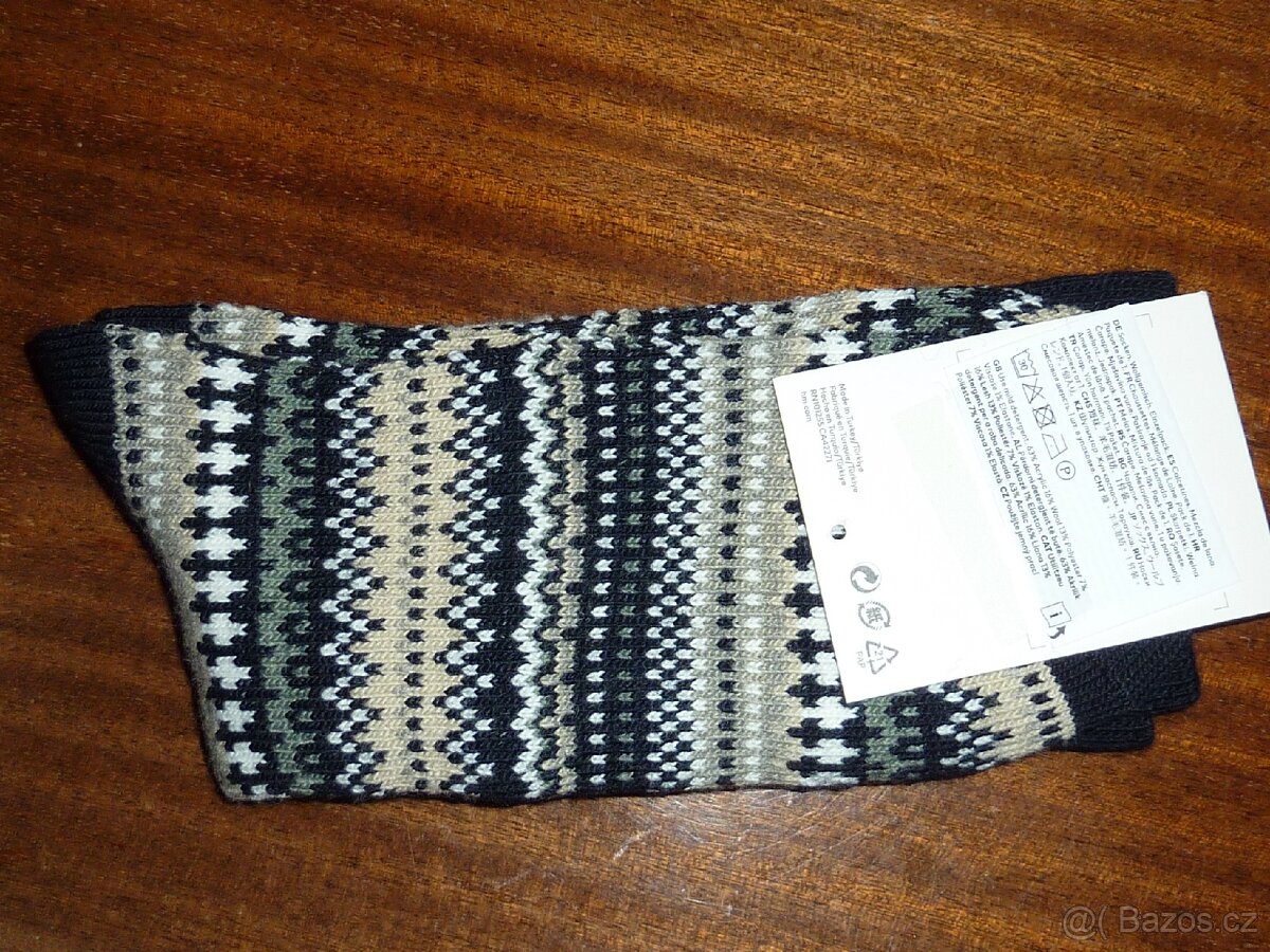 Nové-H&M-Pánské vlněné ponožky na zimu 43/45 - 2