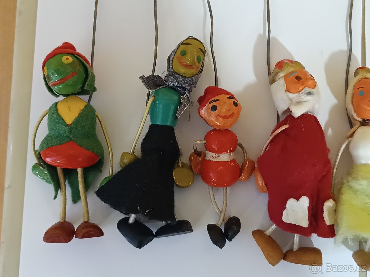 Staré retro loutky, hračky - 9 ks - 2