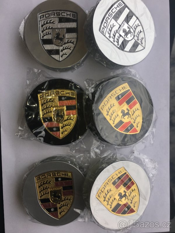 Porsche středové krytky 4ks (pokličky)76mm 8.barev - 2