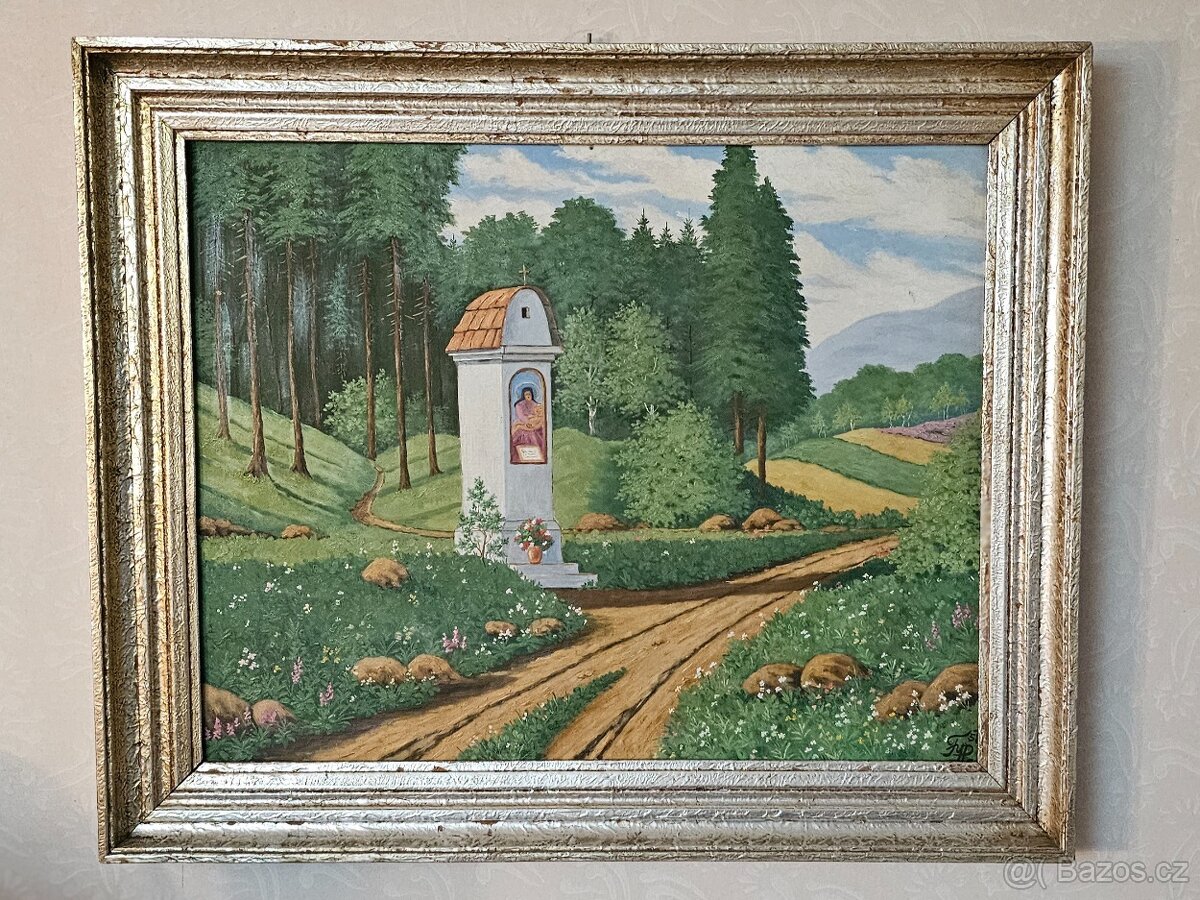 Starý obraz - kaplička u lesa - 2