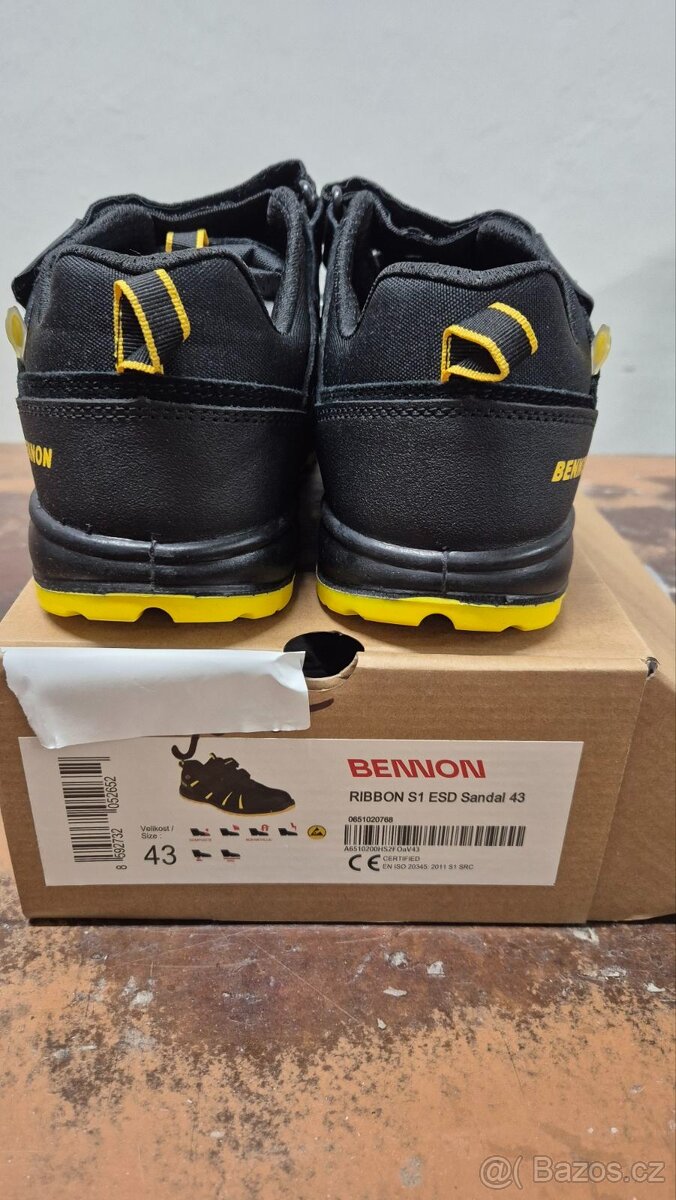 Bennon RIBBON S1 ESD sandál Černo-žlutá - 2