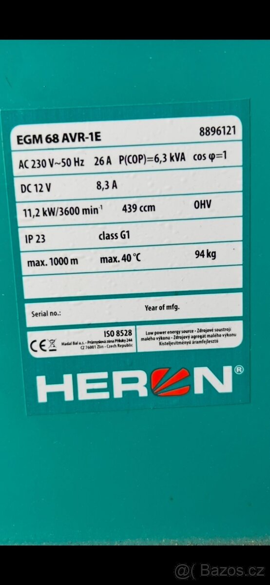 Elektrocentrála HERON EGM 68 AVR-1E - 2