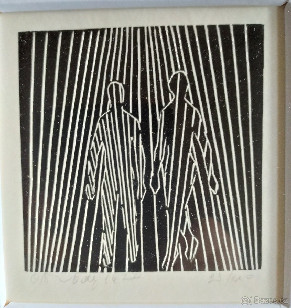 Nabízím grafický list od Orest Dubay 1977 9x9cm - 2