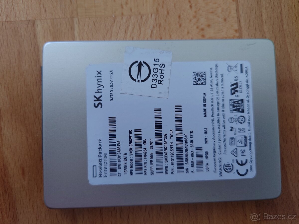 Prodám Enterprise SSD SK Hynix 1,92TB 2,5 SATA do notebooku - 2