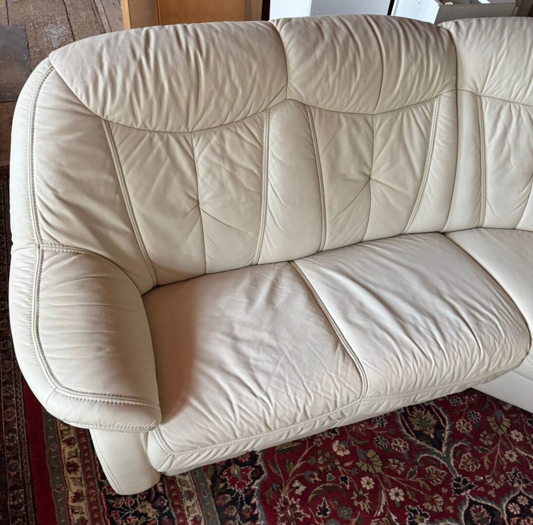 Světlá kožená sedačka do Účka, 4979 - 2