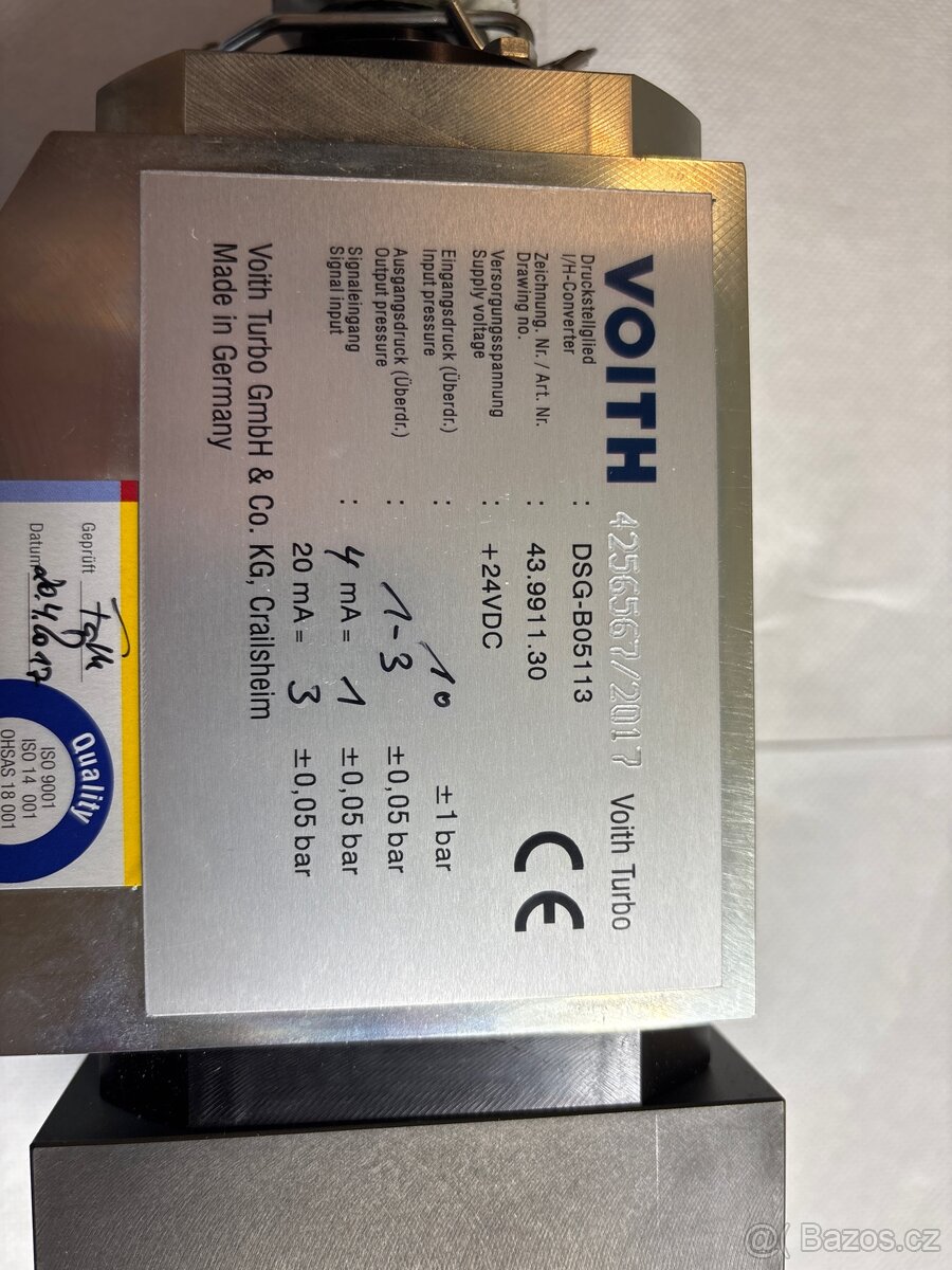 VOITH, MODEL: DSG-B05113, ELEKTROHYDRAULICKÝ PŘEVODNÍK TLAKU - 2