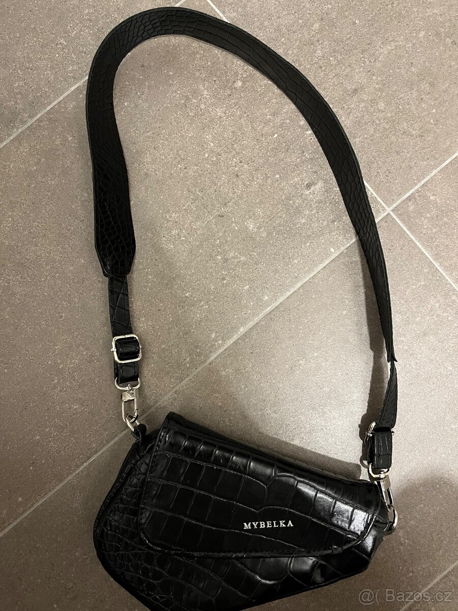 Kabelka černá kůže - ruční výroba - 2