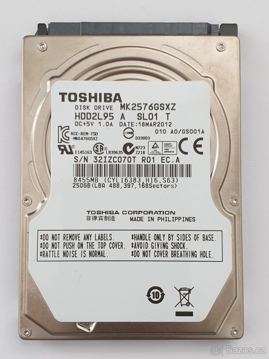 HDD disk TOSHIBA 250Gb 2,5"SATA 9mm, do notebooků i PC - 2