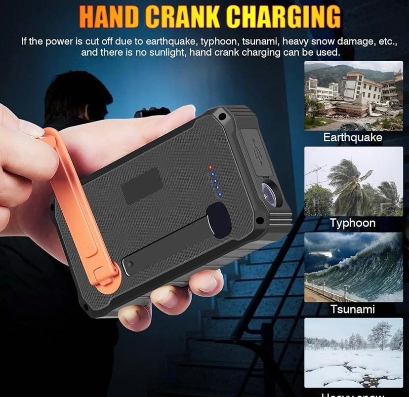 CXYP Solární Power Banka 12000 mAh s ruční kličkou - 2