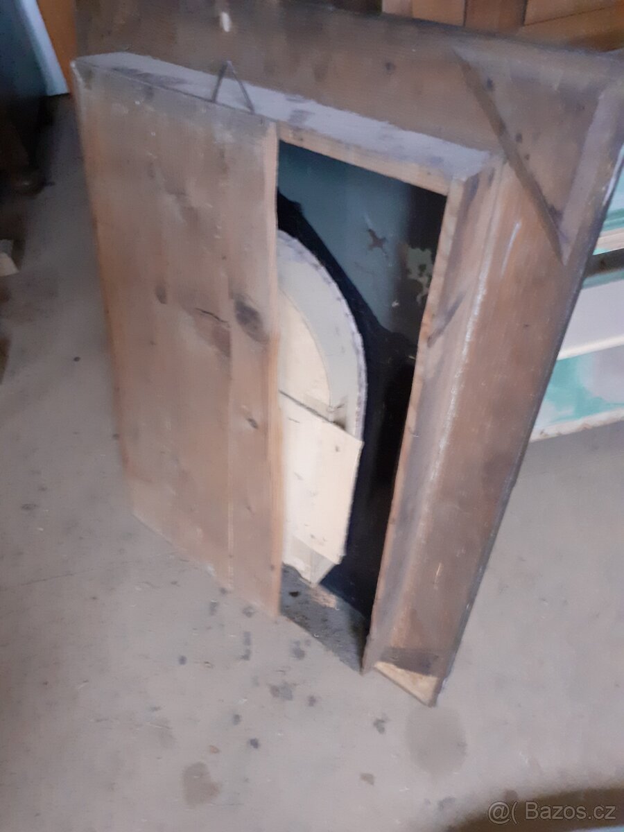 Starožitný hrací obraz, kaplička se soškou - 2