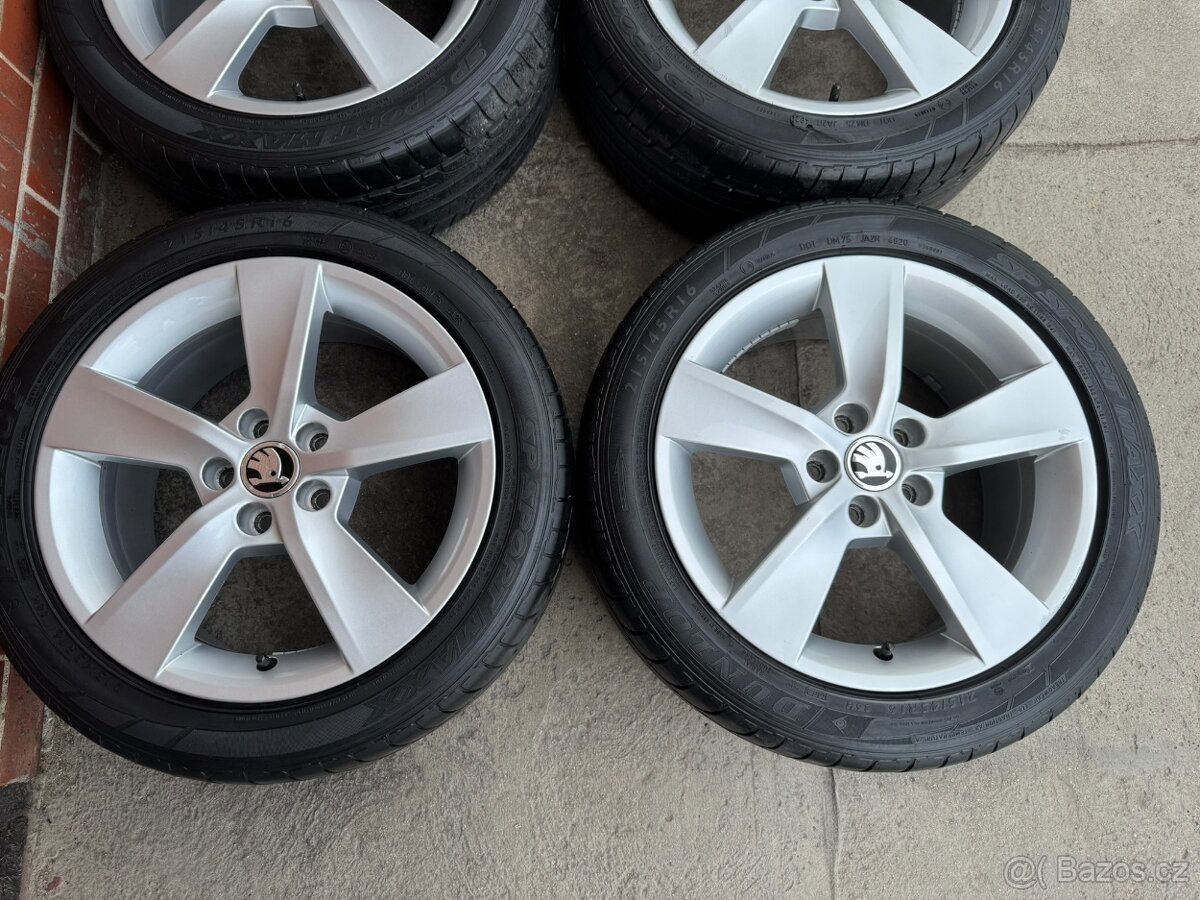 Alu 16" 5x100, škoda "ALORE" letní 75% F3 Rapid - 2