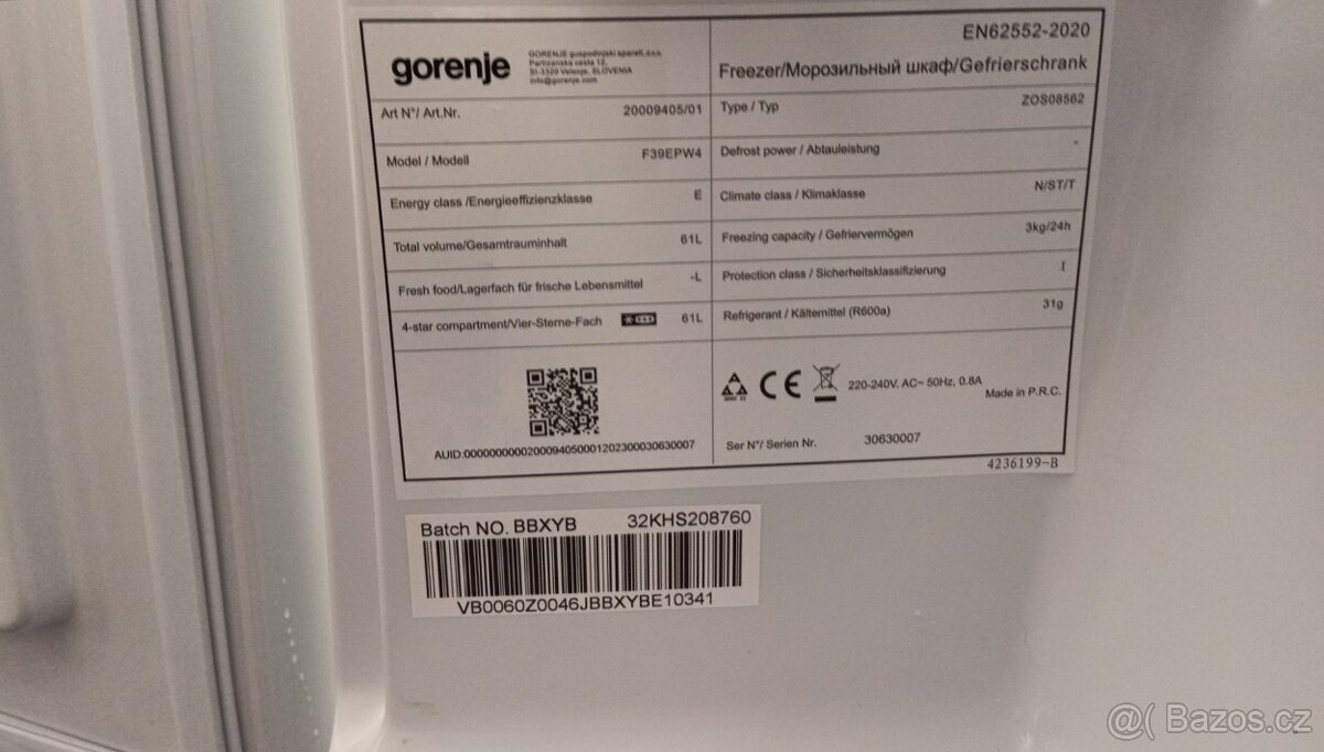 Mrazák Gorenje F39EPW4 - 2