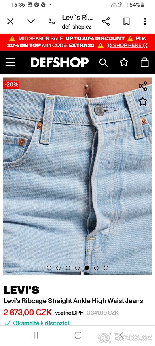 LEVI'S RIBCAGE STRAIGHT ANKLE', světle modé dívčí - 2