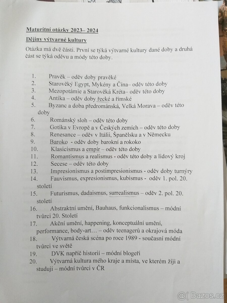 Dějiny výtvarné kultury módní návrhář - 2