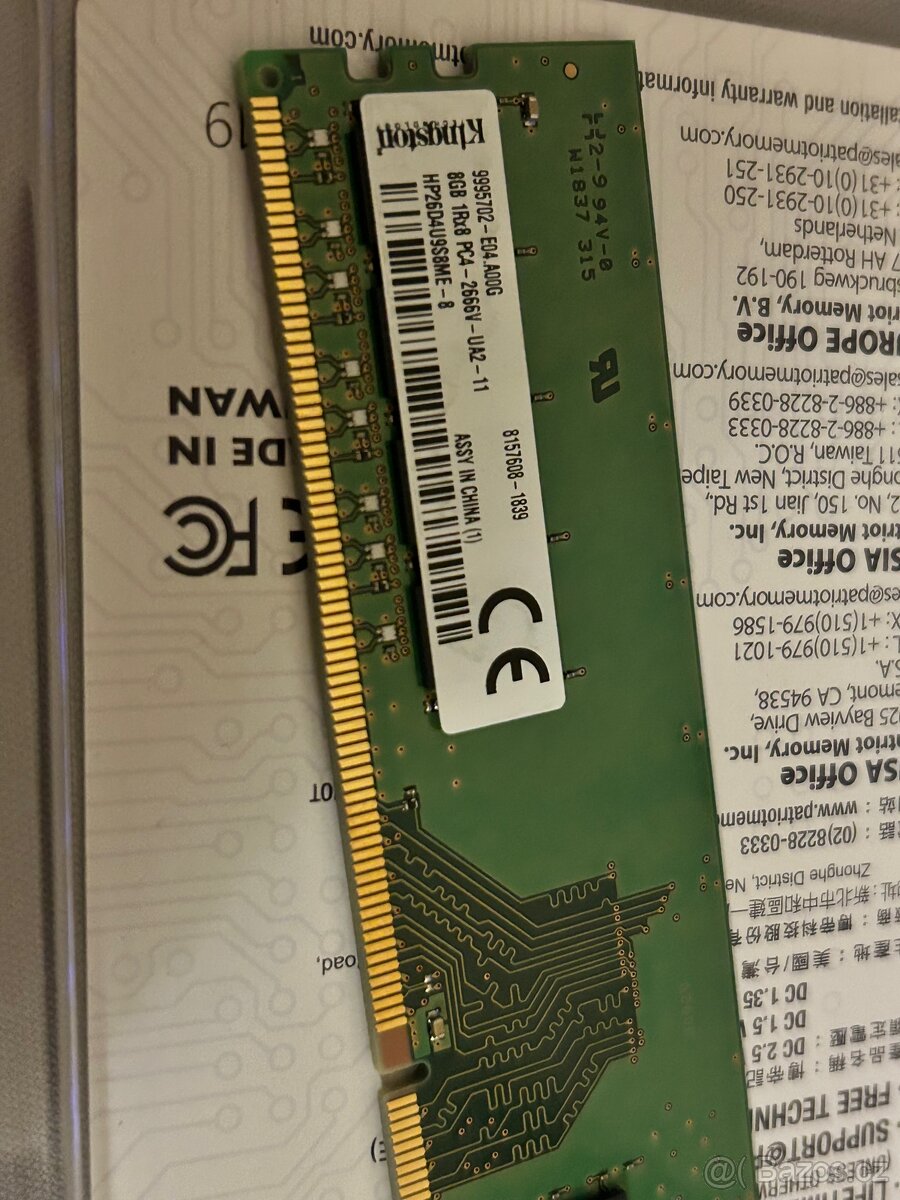 Kingston DDR4 Ram paměť 8GB - 2