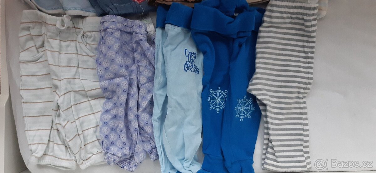 kalhoty, tepláky, elasťáky kraťasy vel. 62, 0-3 měsíce - 2