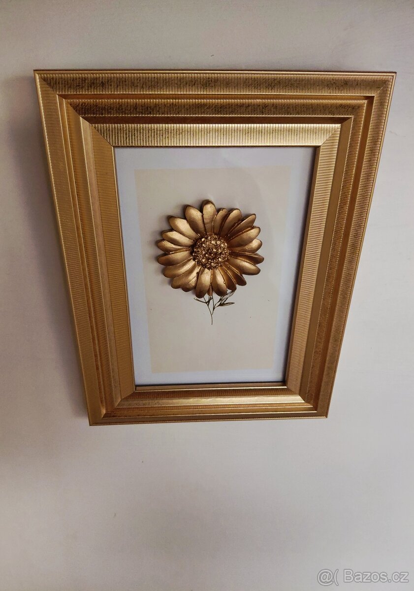 Zlatý rámeček, 3D obraz & GOLD kytka - 2