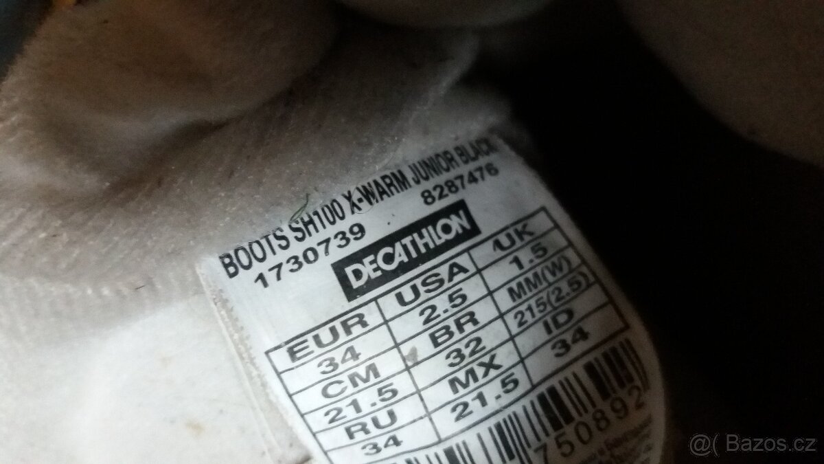 Quechua sněhule vel. 33/34 zateplené waterproof - 2