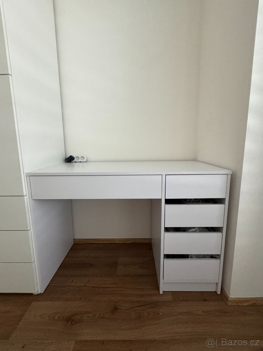 Make-up/psací stůl 110cm bílý vč. židle (bílá) - 2