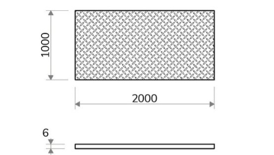 Tabule plechu plech tl. 6mm 2x1m - 2