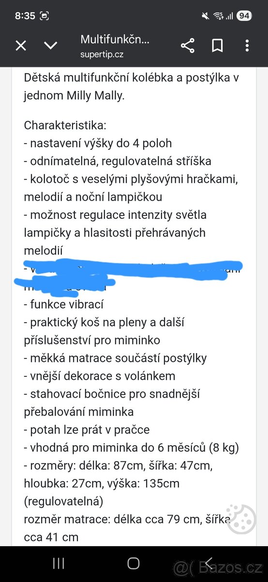 Postýlka pro miminko - 2