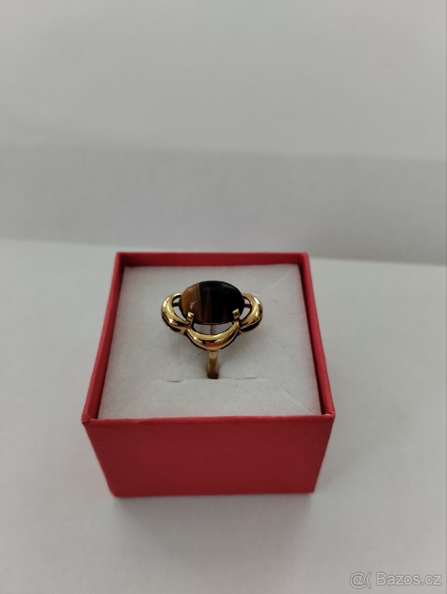 Zlatý prsten - tygří oko - 2
