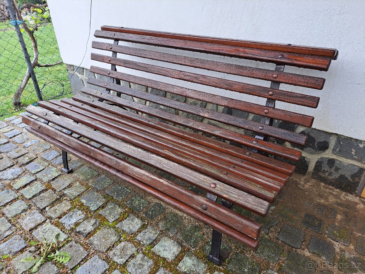 Zahradní lavice dřevo kov - 2