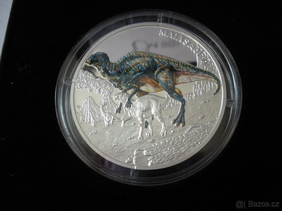Stříbrná mince Pravěký svět - Maiasaura proof - 2
